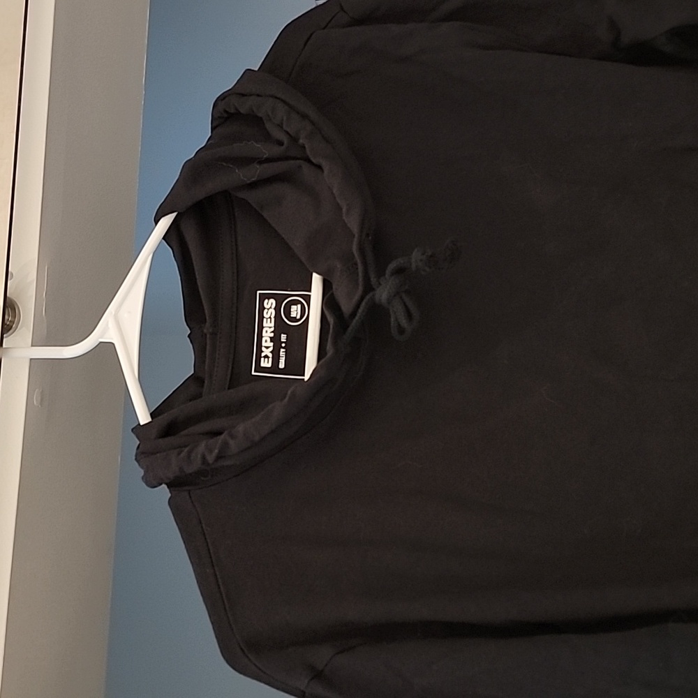 Mens black hooded long sleeve shirt